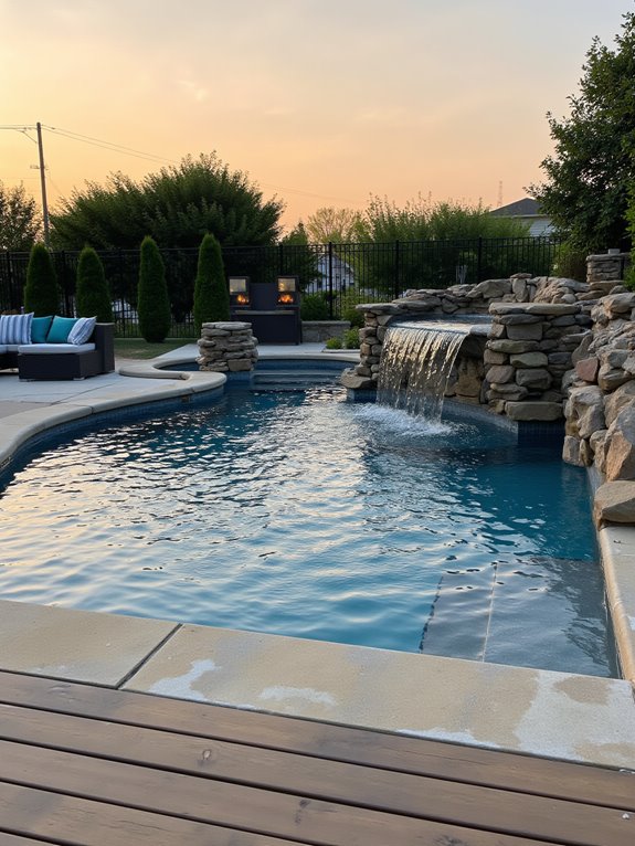 23 Modern Inground Pool Ideas For Crisp Outdoor Style cascading water creates serenity