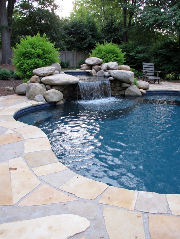 22 Creative Freeform Inground Pool Ideas For Natural Flow cascading water enhances tranquility