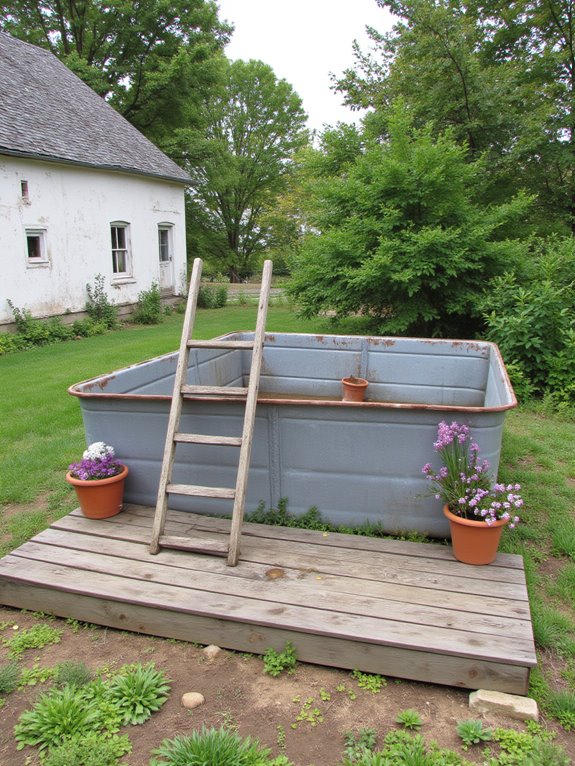 20 Modern Stock Tank Pool Designs For A Fresh Outdoor Upgrade charming rustic stock tank pools