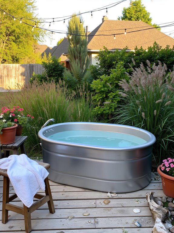 19 Stylish Backyard Stock Tank Upgrades That Feel Designer Level chic backyard stock tank retreat