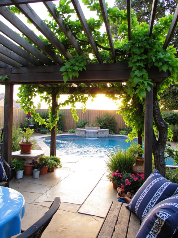 25 Impressive Inground Pool Patio Ideas That Upgrade Your Space chic poolside pergola retreat