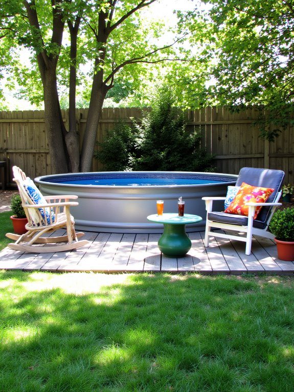 18 Trendy Stock Tank Pool Ideas For A Relaxed Summer Vibe chill lounge by pool