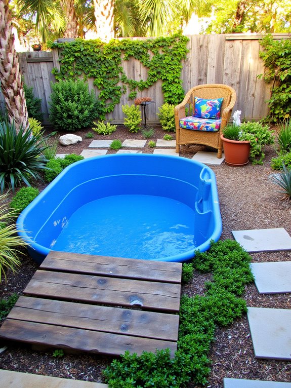 23 Refreshing Saltwater Stock Tank Pool Ideas For Easy Upkeep cohesive landscaping for pool