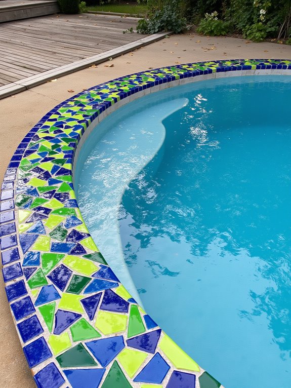 21 Modern Outdoor Inground Pool Concepts For A Designer Feel colorful tiles for personalization