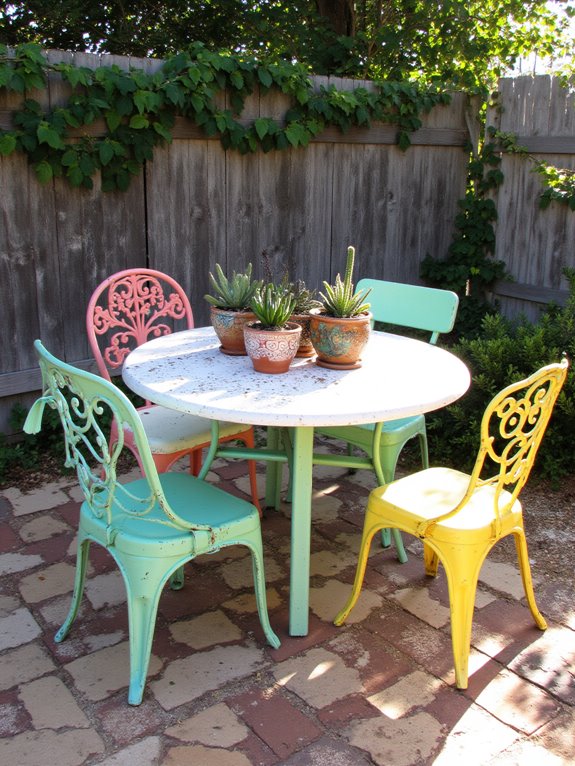 18 Bright Tin Pool Ideas That Add Fun Retro Character colorful tin poolside furniture