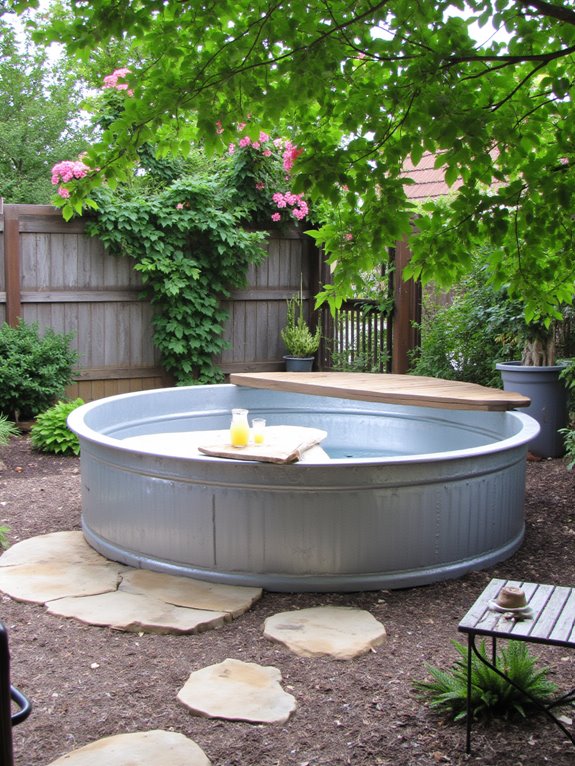 19 Creative Backyard Stock Tank Pool Ideas You Will Want To Try Soon comfortable built in pool seating