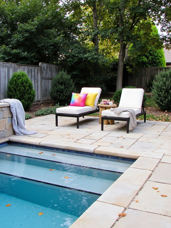 20 Stylish Backyard Inground Pool Landscaping Ideas For Instant Charm comfortable outdoor lounge furniture