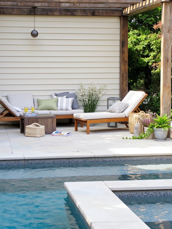 23 Modern Inground Pool Ideas For Crisp Outdoor Style comfortable poolside lounge design