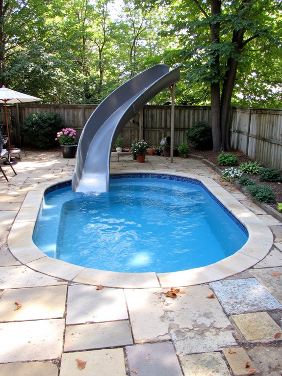 25 Fun Inground Pool Ideas With Slides For Backyard Play compact slides for pools