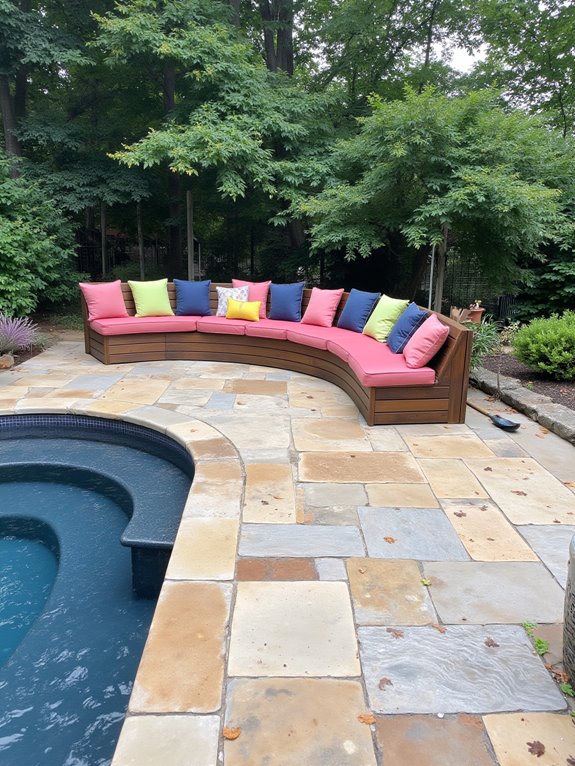 24 Creative Inground Pool Deck Ideas For Easy Backyard Upgrades cozy built in pool seating