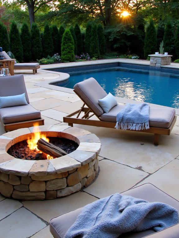 19 Striking Large Inground Pool Ideas For Spacious Yards cozy evenings by fire