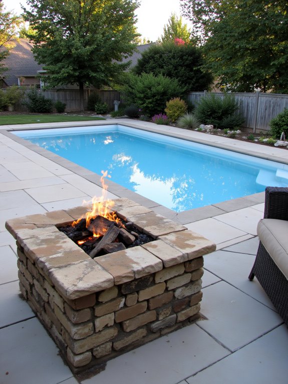 19 Timeless Rectangle Inground Pool Ideas For A Clean Look cozy fire pit evenings