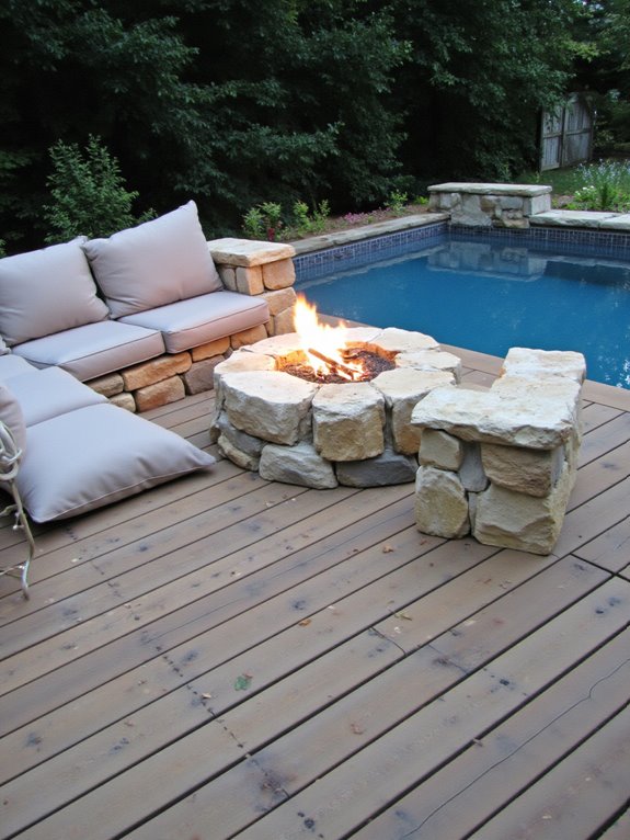 22 Simple Inground Pool Ideas For Effortless Outdoor Living cozy fire pit gatherings