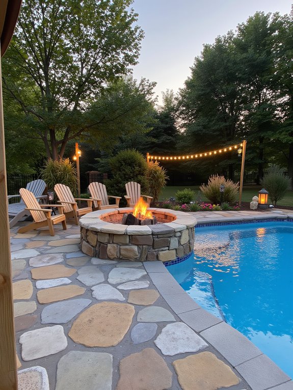 22 Gorgeous Inground Pool Landscaping That Transforms Any Yard cozy nighttime fire gatherings