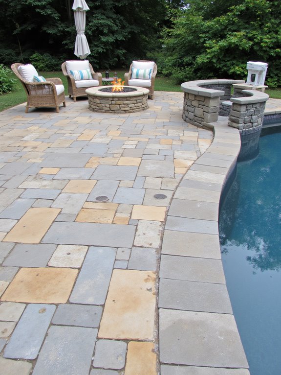 24 Polished Inground Pool Deck Ideas With Pavers For A Finished Look cozy outdoor seating area