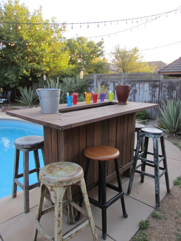 20 Inspiring Cowboy Pool Backyard Ideas With Surprising Style cozy poolside bar setup