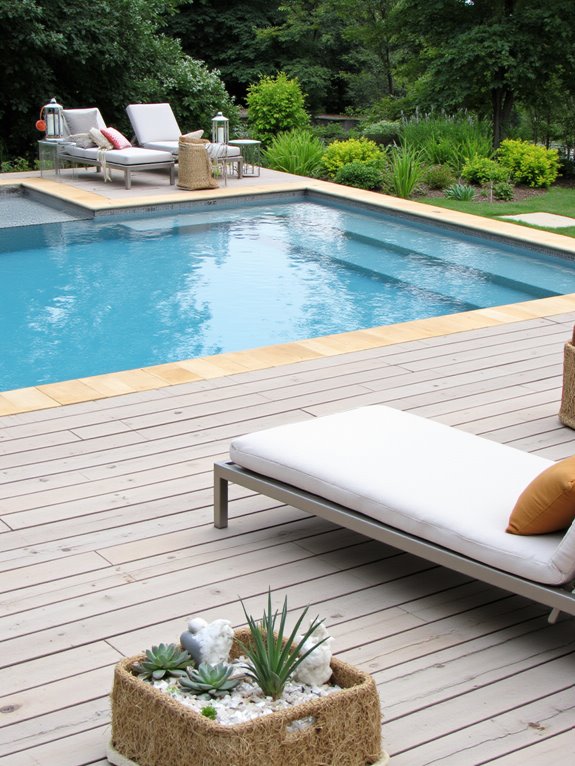 21 Modern Outdoor Inground Pool Concepts For A Designer Feel cozy poolside lounging spaces