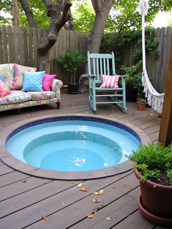 21 Unique Mini Stock Tank Pool Ideas Packed With Personality cozy poolside relaxation setup