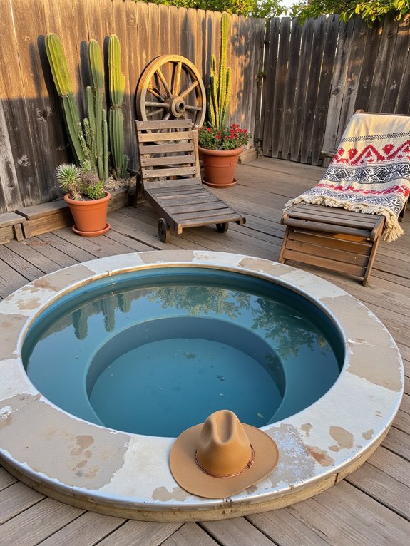 19 Cozy Cowboy Pool Ideas That Bring Cool Western Style Home cozy rustic poolside seating