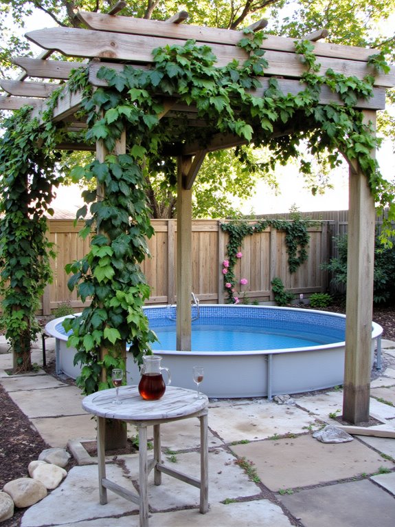 23 Brilliant Stock Tank Pool Privacy Ideas For Peaceful Afternoons cozy shaded relaxation space