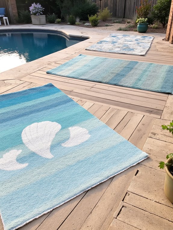 24 Creative Inground Pool Deck Ideas For Easy Backyard Upgrades cozy stylish poolside rugs