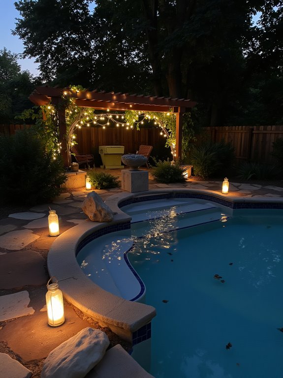 20 Cool Inground Pool Ideas For A Relaxed Backyard Atmosphere cozy warm evening ambiance