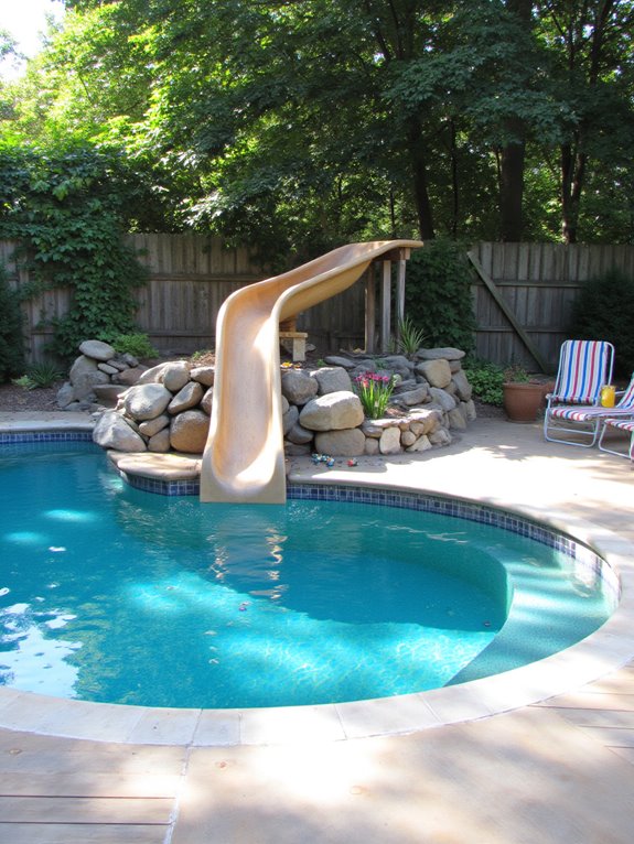 25 Fun Inground Pool Ideas With Slides For Backyard Play custom diy pool slides