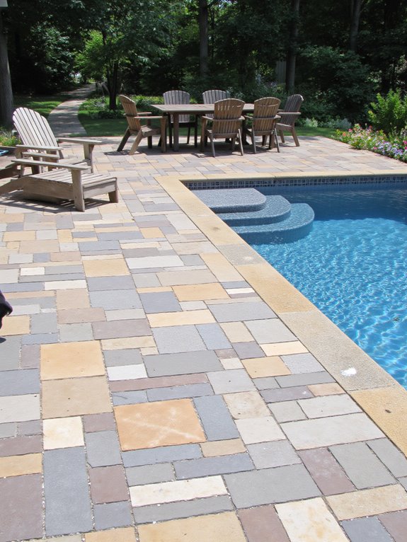 24 Polished Inground Pool Deck Ideas With Pavers For A Finished Look distinct zones enhance poolside