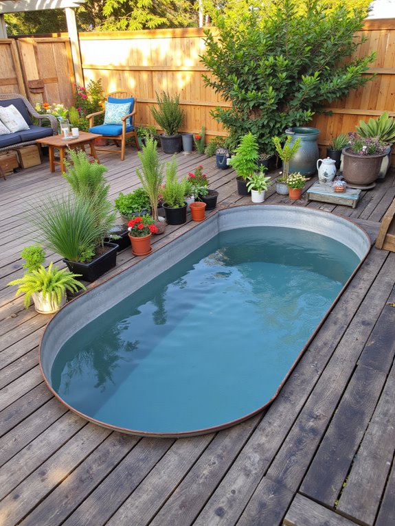 18 Rustic Stock Tank Pool Ideas With Warm Outdoor Charm diy wooden pool decking