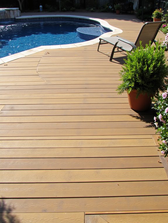 24 Creative Inground Pool Deck Ideas For Easy Backyard Upgrades durable low maintenance pool decking