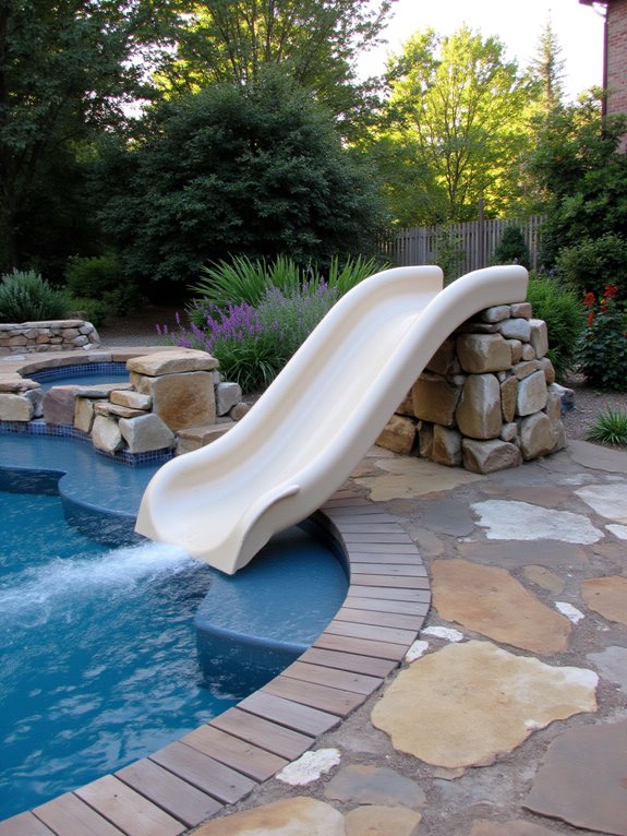 25 Fun Inground Pool Ideas With Slides For Backyard Play durable materials ensure longevity