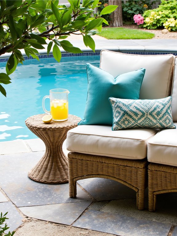 25 Chic Inground Pool Decorating Ideas That Feel Fresh durable water resistant poolside decor