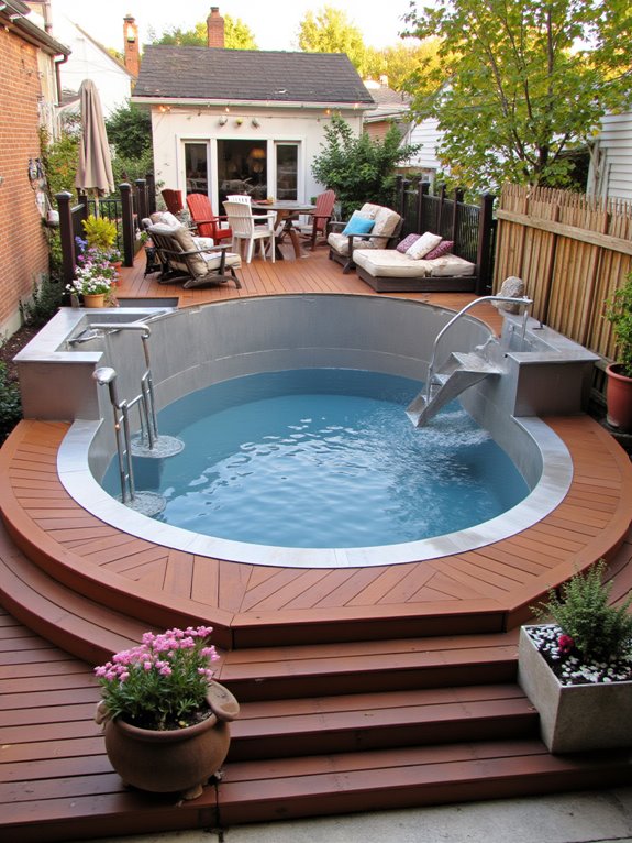 24 Unique Stock Tank Pool Deck Ideas That Elevate Any Yard dynamic multi level deck functionality