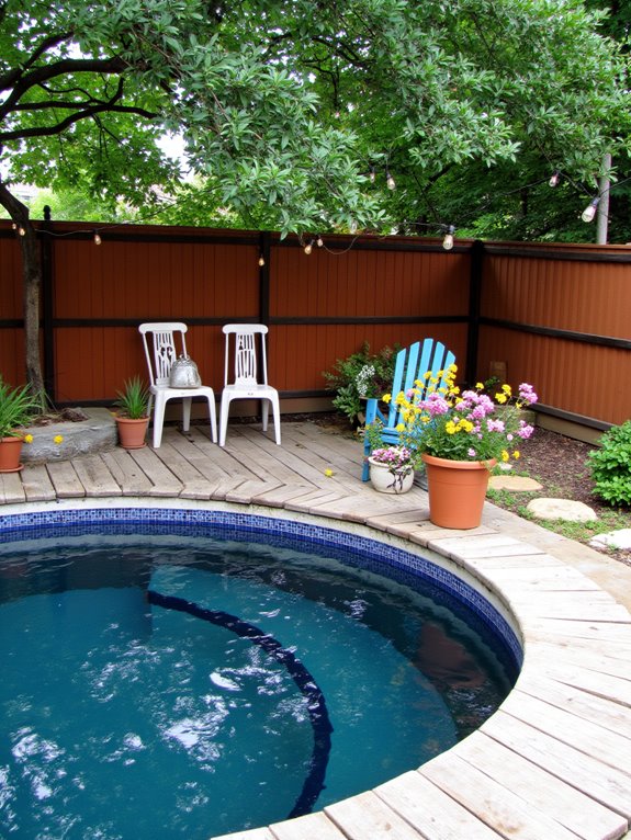 18 Rustic Stock Tank Pool Ideas With Warm Outdoor Charm earthy tones for ambiance