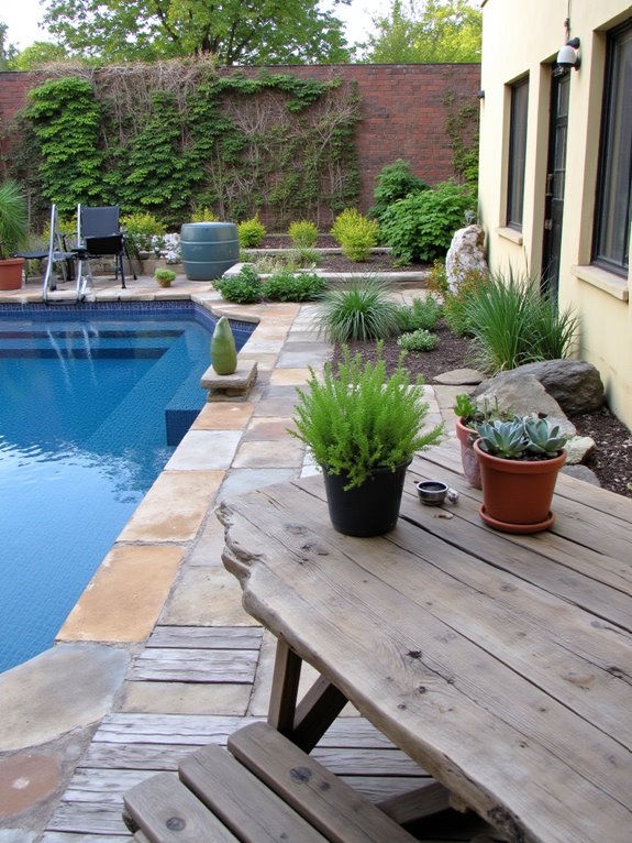 25 Impressive Inground Pool Patio Ideas That Upgrade Your Space eco friendly patio landscaping solutions