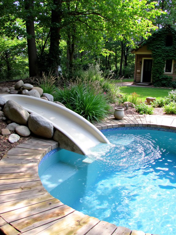 25 Fun Inground Pool Ideas With Slides For Backyard Play eco friendly pool paradise