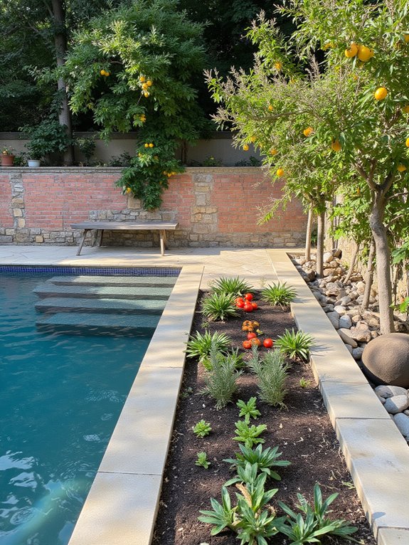 23 Lovely Inground Pool Landscaping Ideas For A Natural Feel edible plants by pool