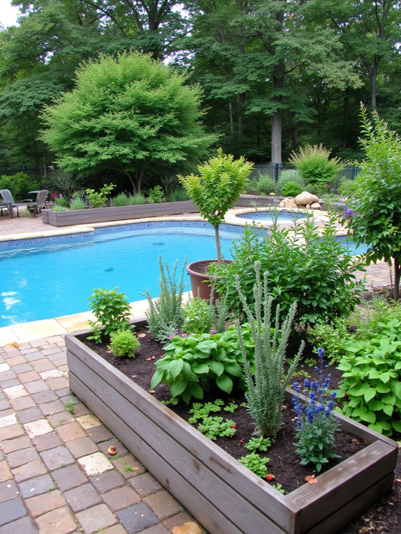 22 Gorgeous Inground Pool Landscaping That Transforms Any Yard edible plants enhance poolside