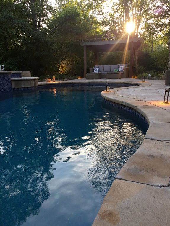 23 Elegant Outdoor Inground Pool Ideas For A Resort Vibe enchanting poolside lighting ideas