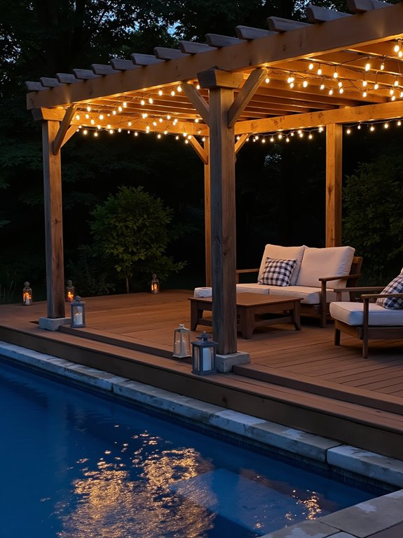 21 Beautiful Inground Pool Deck Ideas For Relaxed Summer Days enchanting poolside lighting ideas