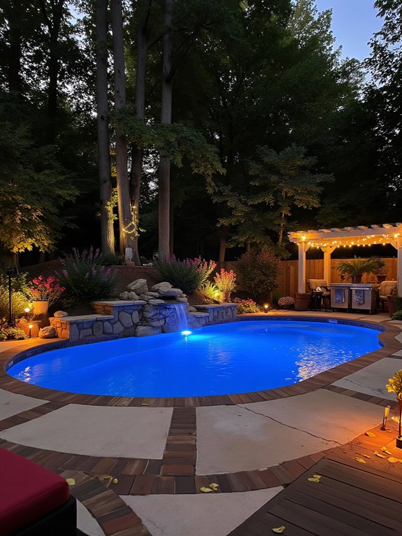 23 Brilliant Inground Pool Ideas That Look Amazing On A Budget evening pool lighting ambiance