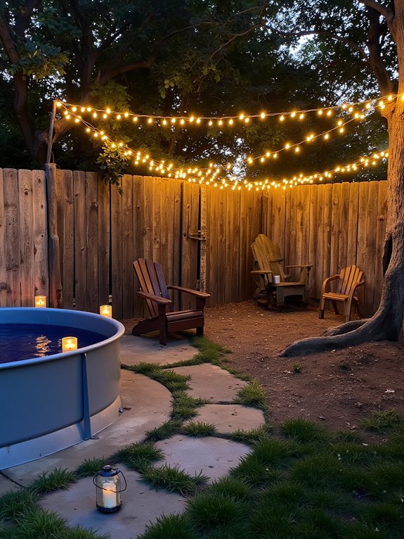 18 Rustic Stock Tank Pool Ideas With Warm Outdoor Charm evening pool lighting options
