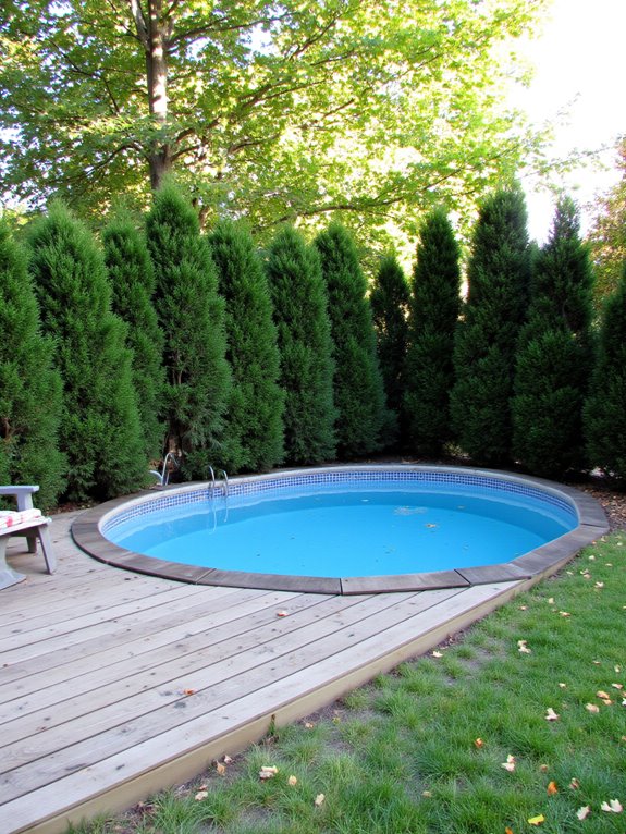 23 Brilliant Stock Tank Pool Privacy Ideas For Peaceful Afternoons evergreen privacy hedge design