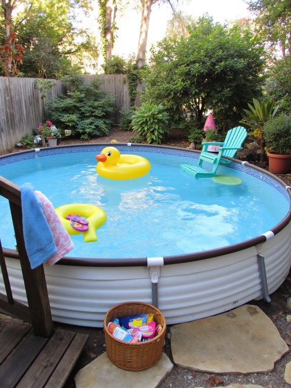 22 Family Friendly Stock Tank Pool Ideas That Everyone Will Love family fun pool accessories