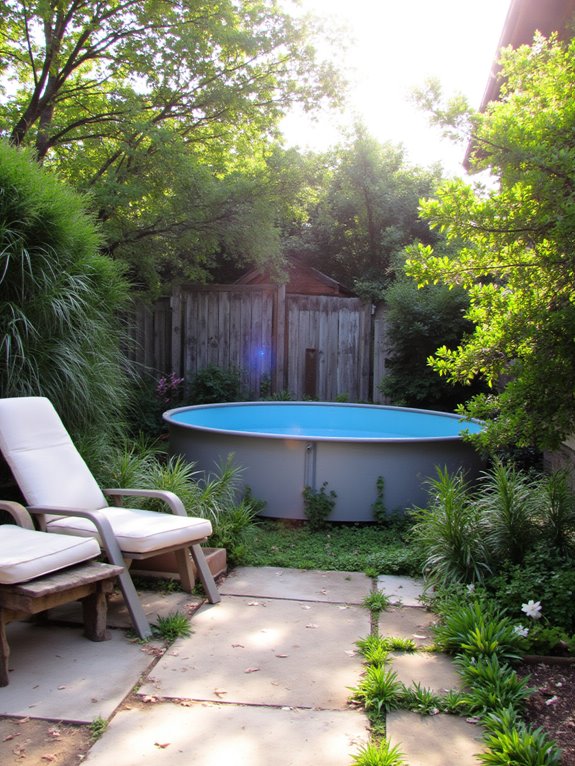 19 Relaxing Stock Tank Pool Ideas For Calm Summer Afternoons fencing and greenery privacy