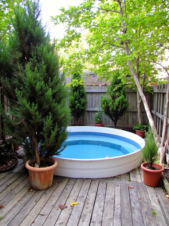 23 Brilliant Stock Tank Pool Privacy Ideas For Peaceful Afternoons flexible natural privacy solution