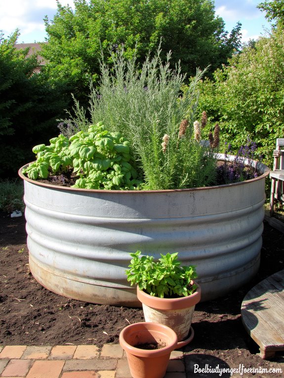 19 Stylish Backyard Stock Tank Upgrades That Feel Designer Level fresh herbs in tanks