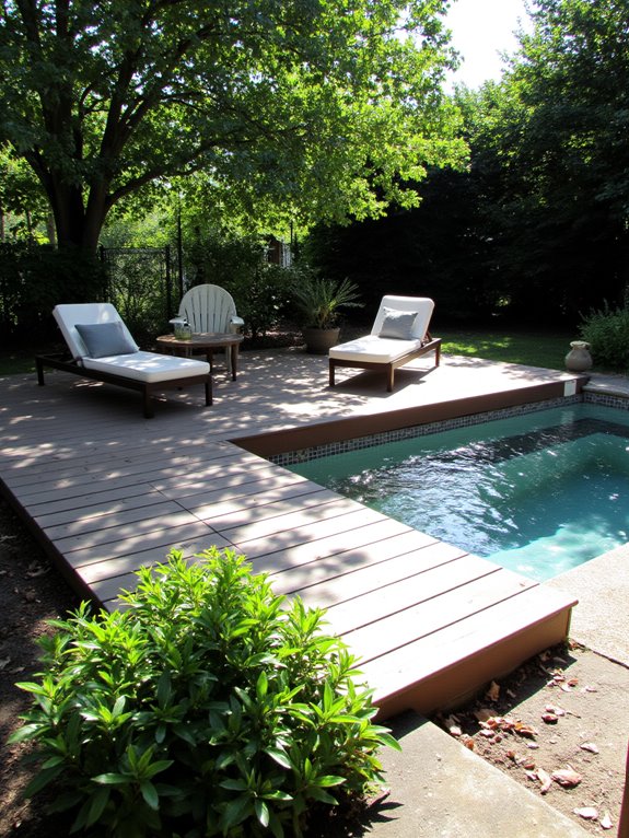 21 Simple Inground Pool Landscaping Ideas For Clean Outdoor Style functional poolside deck installation