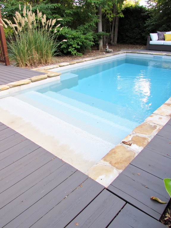 21 Modern Outdoor Inground Pool Concepts For A Designer Feel gentle shoreline water entry
