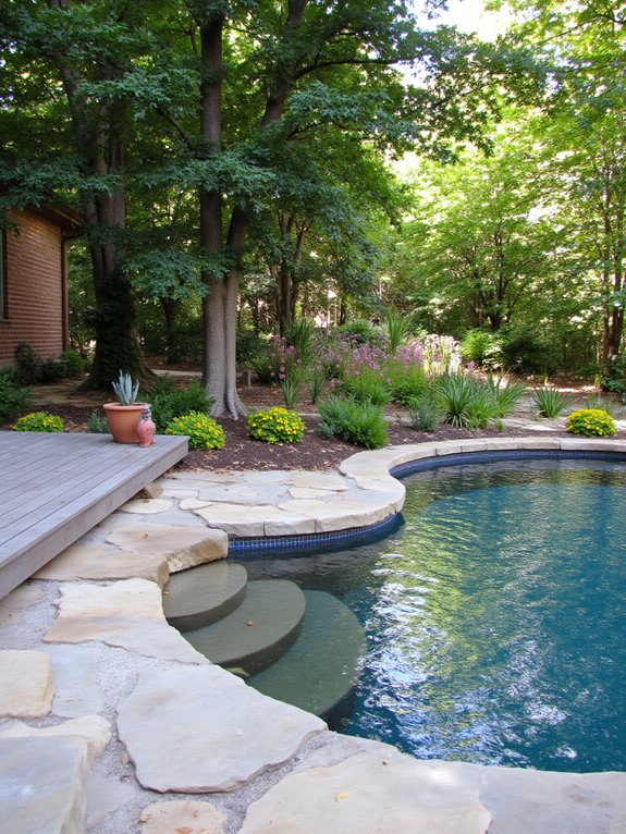 22 Creative Freeform Inground Pool Ideas For Natural Flow gentle slope for accessibility